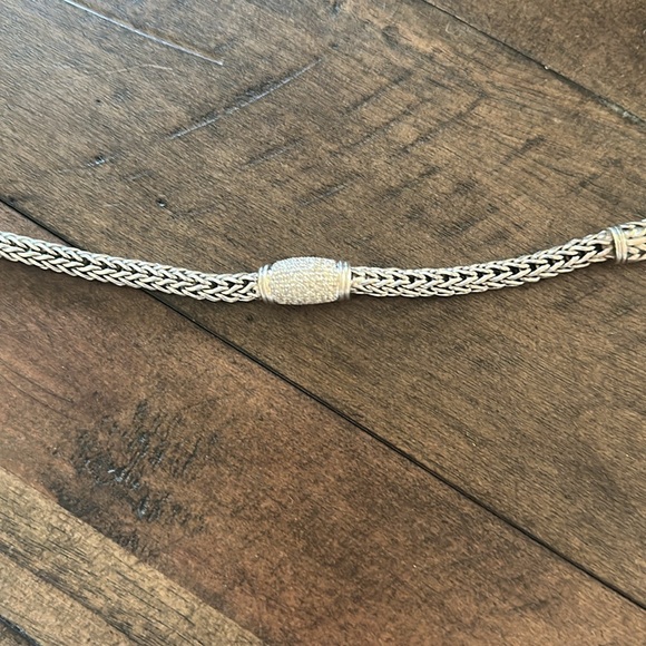 Gail Scott Sterling Silver 18K Gold Pave Diamond ID Bracelet - Picture 2 of 5